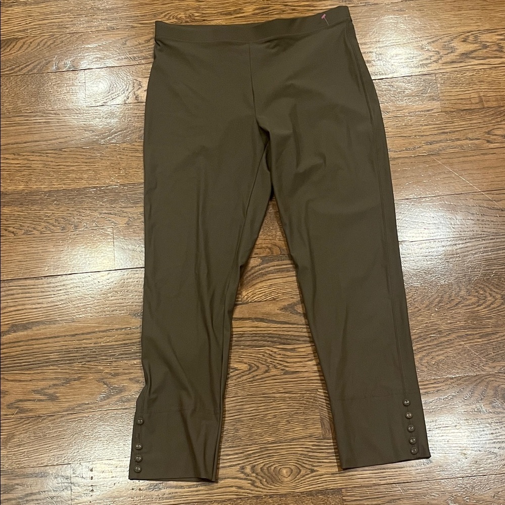 IC by ConnieK M Brown Button-Detail Leggings
